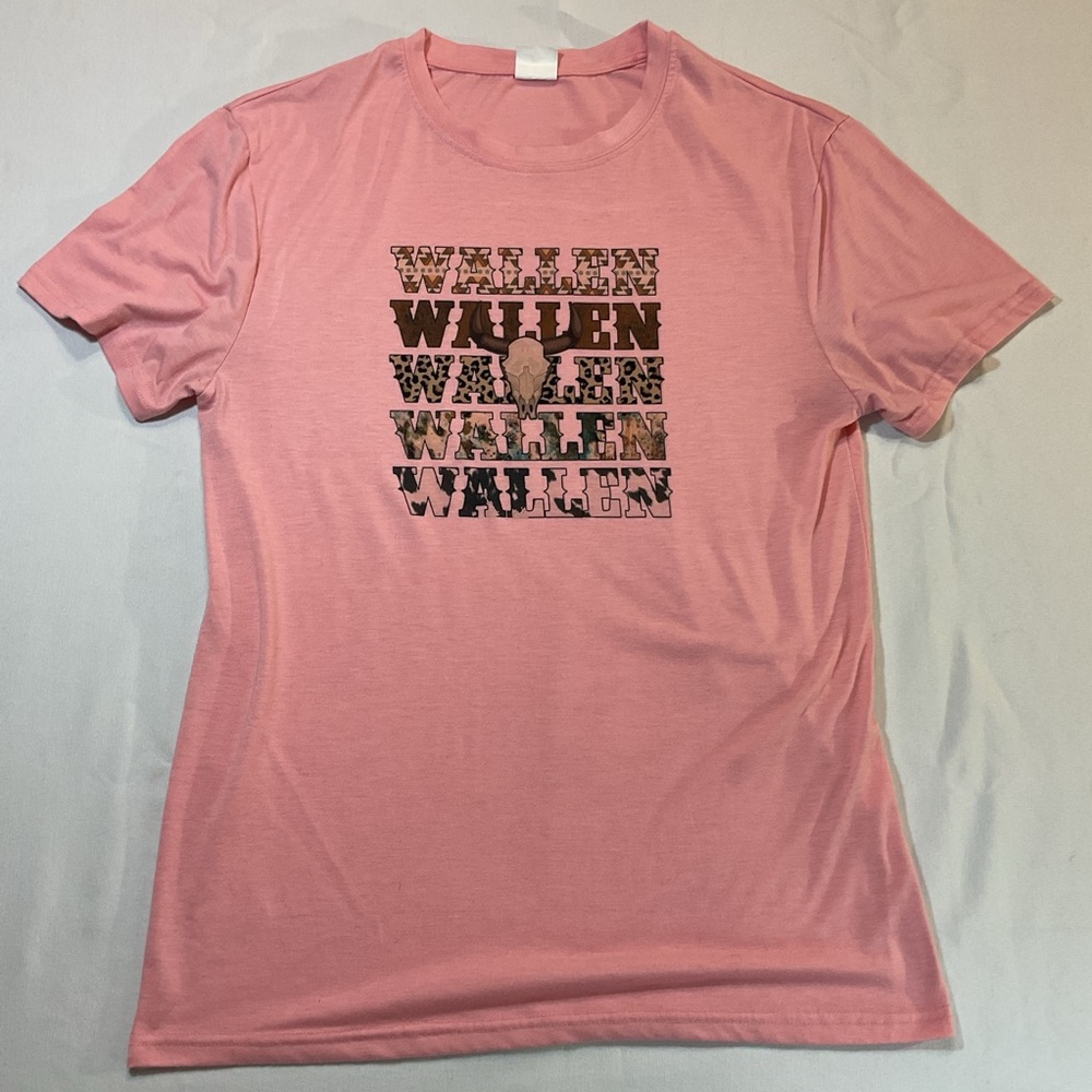Vinylfun Soft Peach/Pink "Wallen" Cowgirl Short Sleeve T-Shirt, Size M‎ Country